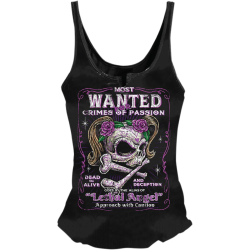 Lethal Threat - Lethal Threat Most Wanted Womens Lace Up Tank Top - LA20596-1X - Black - 1XL