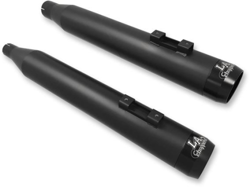 LA Choppers - LA Choppers 4in. Tru Power Slip-On Muffler - Black w/ Gloss Black Exhaust Tips - LA119404B