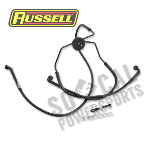 Russell - Russell Extended Length Braided Front Brake Line Kit - +12in. Length Upper - Black - R08782BC
