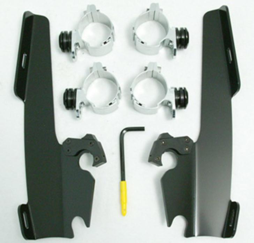 Memphis Shades - Memphis Shades Trigger-Lock Mount Kit for Fats/Slim Windshields - Black - MEB8975