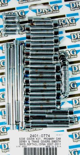 Drag Specialties - Drag Specialties Side Cover Chrome Socket-Head Bolt Set - Smooth - MK695S
