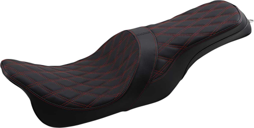 Drag Specialties - Drag Specialties Predator 2-Up Seats with Forward Double Diamond Positioning - Red Thread - 0801-1267