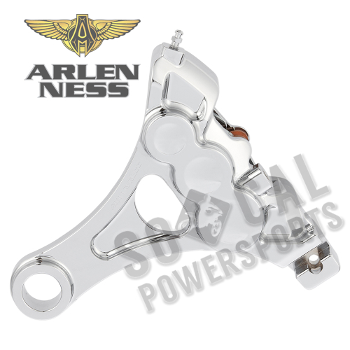 Arlen Ness - Arlen Ness 6-Piston Differential Bore Rear Brake Caliper/Bracket - Chrome - 02-310
