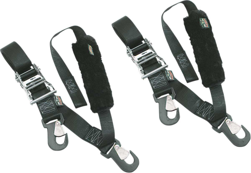 Powertye - Powertye Big Daddys Tie-Downs - Ratchet with Two Snap-Hook Ends - Sewn-In Sheepskin - Black - 32582-S