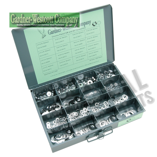 Gardner-Westcott - Gardner-Westcott Chromed Machine/AN Washers Assortment Kit with Tray - A-160