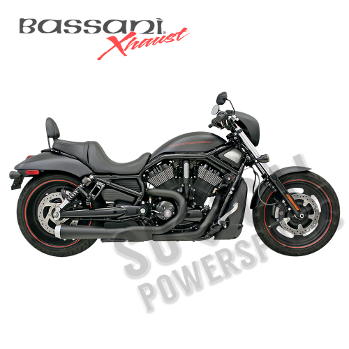 Bassani Manufacturing - Bassani Manufacturing Road Rage 2:1 Short Megaphone Exhaust System - Black - 1V22JB