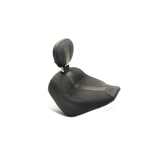 Mustang - Mustang Vintage Solo Seat with Driver Backrest for Scout - Black (Black Leather Inserts) - 79505