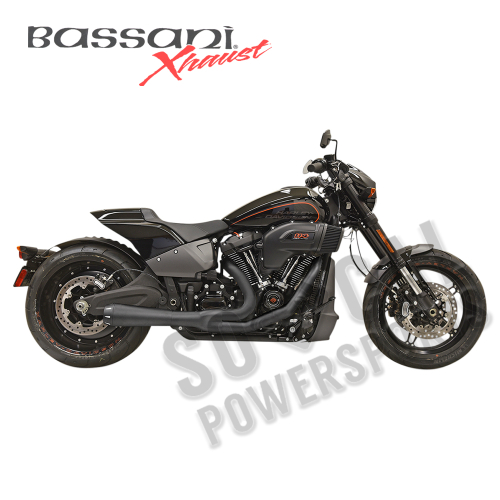 Bassani Manufacturing - Bassani Manufacturing Road Rage 2-Into-1 Exhaust System - Black with Full Black Heat Shields - 1S94RB