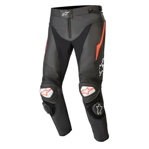 Alpinestars - Alpinestars Track V2 Leather Pants - 3129019-1030-46 - Black/Red Fluorescent - 46