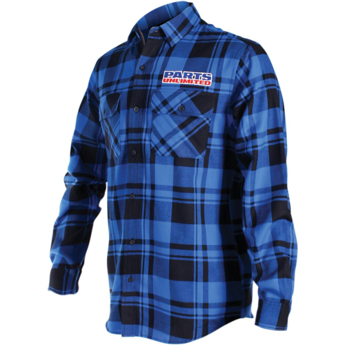 Throttle Threads - Throttle Threads Parts Unlimited Flannel Shirt - PSU34S68BLXR - Blue/Black Plaid - X-Large