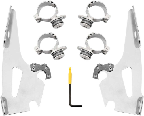 Memphis Shades - Memphis Shades Quick Change Mount Kit for Fats/Slim Windshields - Polished - MEK2019