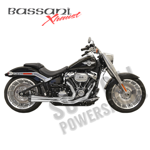 Bassani Manufacturing - Bassani Manufacturing Road Rage 2-Into-1 Exhaust System - Chrome with Full Chrome Heat Shields - 1S94R
