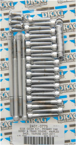 Drag Specialties - Drag Specialties Side Cover Chrome Socket-Head Bolt Set - Knurled - MK696