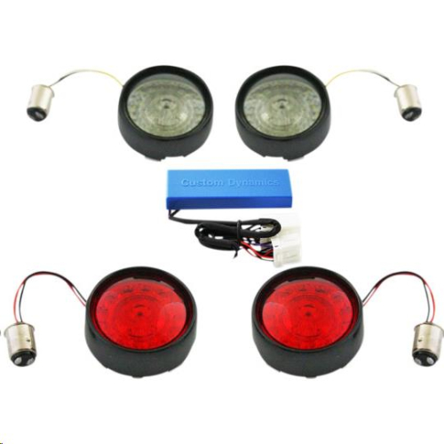Custom Dynamics - Custom Dynamics Probeam Turn Signal Insert Kit with Signal Stabilizers - Black Bezel - PB-HD-BB-B