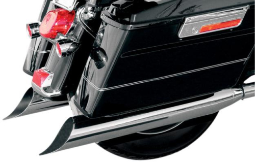 Bassani Manufacturing - Bassani Manufacturing 4in. Slip-On Mufflers with 2in. Standard Baffles - Scallop Slant Cut - Chrome - FLH-529S