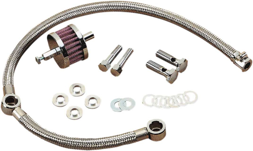 Drag Specialties - Drag Specialties Braided Hose Crankcase Breather Kit - 289118-BC736