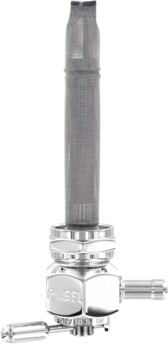 Pingel - Pingel Designer Power-Flo Petcocks - 90deg. Outlet Facing Inward - Hex Design - Chrome - 6311-CH