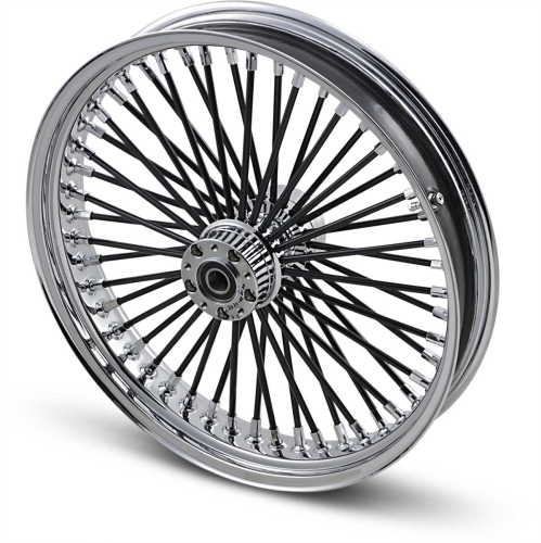 Drag Specialties - Drag Specialties Fat Daddy Black 50 Spoke Radially Laced Front Wheel - 21x3.5 (Dual Disc) - 04235202408BSAB