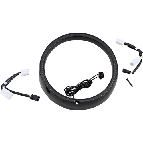Custom Dynamics - Custom Dynamics Probeam Amber/White Headlamp Trim Ring with sequential Turn Signal - Black - PB-7TR-SEQ-2B