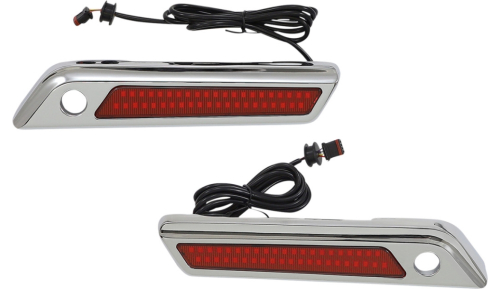 Custom Dynamics - Custom Dynamics Saddlebag Hinge Covers with Dual-Colored LED Light - Red/Chrome - CD-SBL-DC4-RC