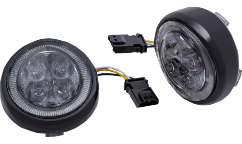 Ciro - Ciro LED Fang Front Signal Light Inserts with Bezel - Black/Smoke Lens - 45623