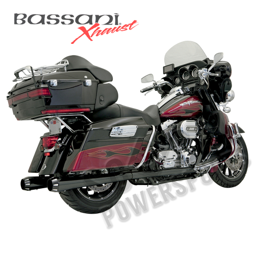 Bassani Manufacturing - Bassani Manufacturing +P Stepped True-Duals Exhaust System - Black with Black Fluted End Caps - 1F46RB
