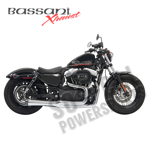 Bassani Manufacturing - Bassani Manufacturing Road Rage II Mega Power Exhaust System - Short Chrome Megaphone with Black Fluted End Cap - 1X22R