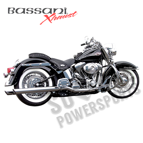 Bassani Manufacturing - Bassani Manufacturing 3in. Slip-Ons with 2in. Baffles for Bassani Header Pipes - Slash Down - Chrome - 31117B