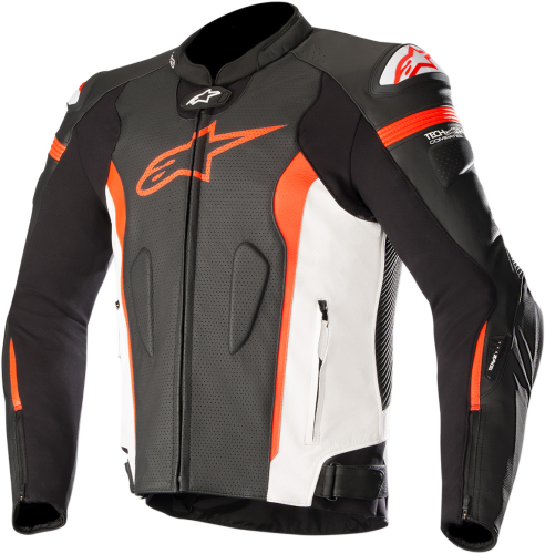 Alpinestars - Alpinestars Missile Leather Jacket - 3100118-1230-50 - Black/White/Red Fluo - 40
