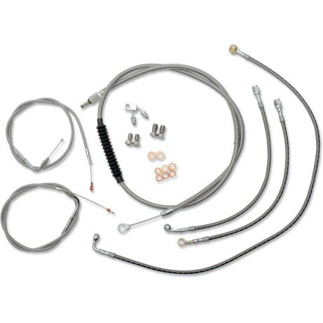 LA Choppers - LA Choppers Standard Handlebar Cable/Brake & Clutch Line/Wire Kit - Stainless Braided - LA-8123KT-16