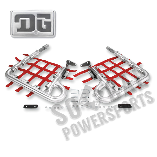 DG Performance - DG Performance Fat Series Alloy Nerf Bars - Silver Bar - Red Web - 602-2135