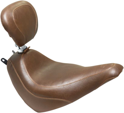 Mustang - Mustang Wide Tripper Solo Seat with Driver Backrest - Vintage - Brown - 83001