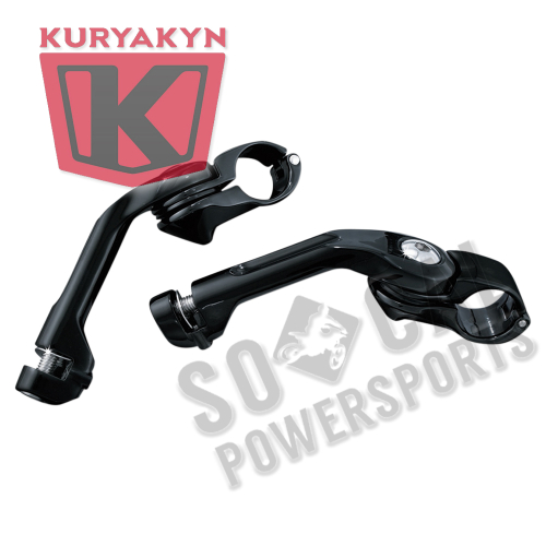 Kuryakyn - Kuryakyn Tour-Tech Adjustable Cruise Mounts - Long Arm - Gloss Black - 7575