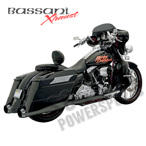 Bassani Manufacturing - Bassani Manufacturing +P Stepped True-Duals B1 Exhaust System - Black with Black End Caps - 1F56RB