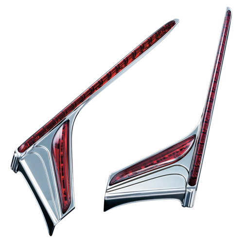 Kuryakyn - Kuryakyn LED Vertical Rear Light Strips - Chrome with Red Lens - 3237