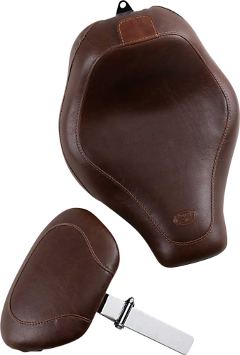 Mustang - Mustang Wide Tripper Solo Seat with Driver Backrest - Vintage - Brown - 83028