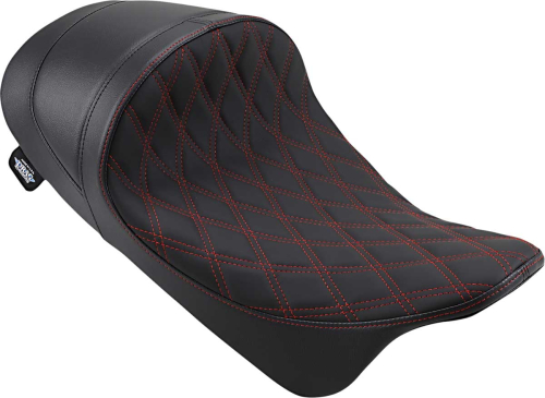 Drag Specialties - Drag Specialties EZ-On Mount Low-Profile Double Diamond Solo Seats - Red Thread - 0801-1254