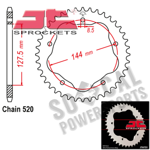 JT Sprockets - JT Sprockets Aluminum Rear Sprocket - 40T - JTA751.40