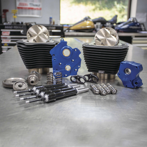 S&S Cycle - S&S Cycle 124in. Power Package - Gear Cam, Oil Cooled, Black Pushrods, Wrinkle Black w/o Highlighted Fins - 310-1059