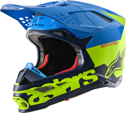 Alpinestars - Alpinestars Supertech M8 Radium Helmet - 8301519-7057-2X - Aqua/Yellow Fluo/Navy - 2XL