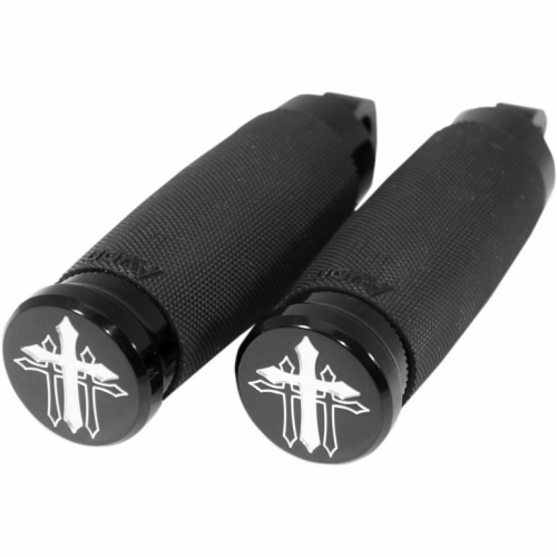 Carl Brouhard Designs - Carl Brouhard Designs Cross Style Foot Pegs - Black - CR-FP-B
