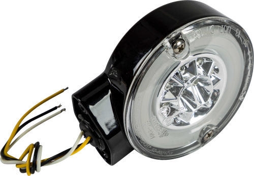 HardDrive - HardDrive Halo LED Front Turn Signal - Amber LED with Black Housing and Clear Lens - Dual Function - 164511
