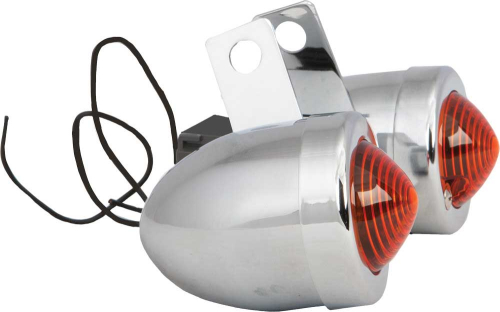 HardDrive - HardDrive Single Filament Bullet Lights with Bracket - Chrome - Orange Lens - 201045