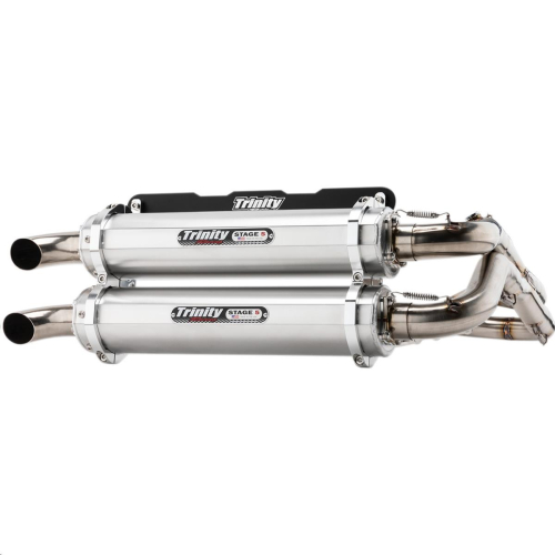 Trinity Racing - Trinity Racing Stage 5 Dual Exhaust System - Brushed Muffler - TR-4166D