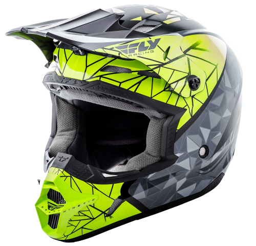 Fly Racing - Fly Racing Kinetic Crux Helmet - 73-33852X - Black/Gray/Hi-Vis - 2XL