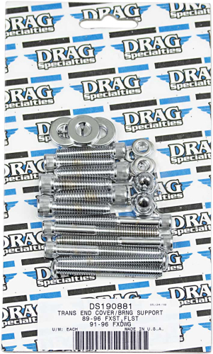 Drag Specialties - Drag Specialties Transmission End Cover and Bearing Support Plate Chrome Socket-Head Bolt Set - Knurled - MK268