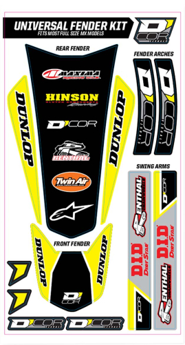 DCOR - DCOR Universal Fender Trim Decals - Full Size - Yellow - 15-40-100