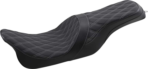 Drag Specialties - Drag Specialties Predator 2-Up Seats with Forward Double Diamond Positioning - Silver Thread - 0801-1266