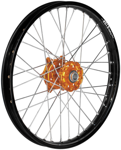 Dubya - Dubya MX Rear Wheel with Excel Takasago Rim - 1.60x14 - Orange Hub/Black Rim - 56-3182OB