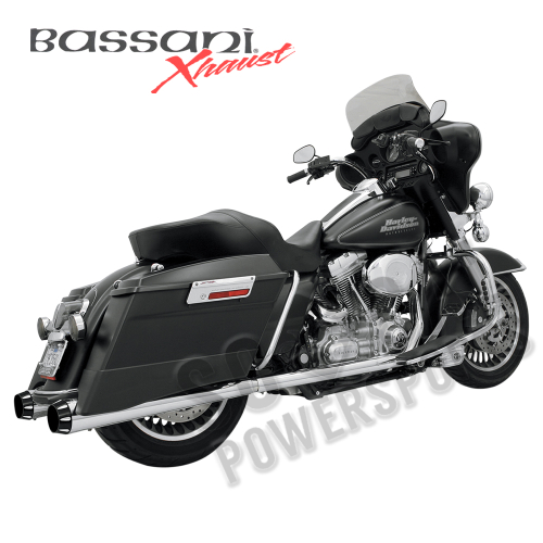 Bassani Manufacturing - Bassani Manufacturing +P Stepped True-Duals Exhaust System - Chrome with Black End Caps - 1F46R